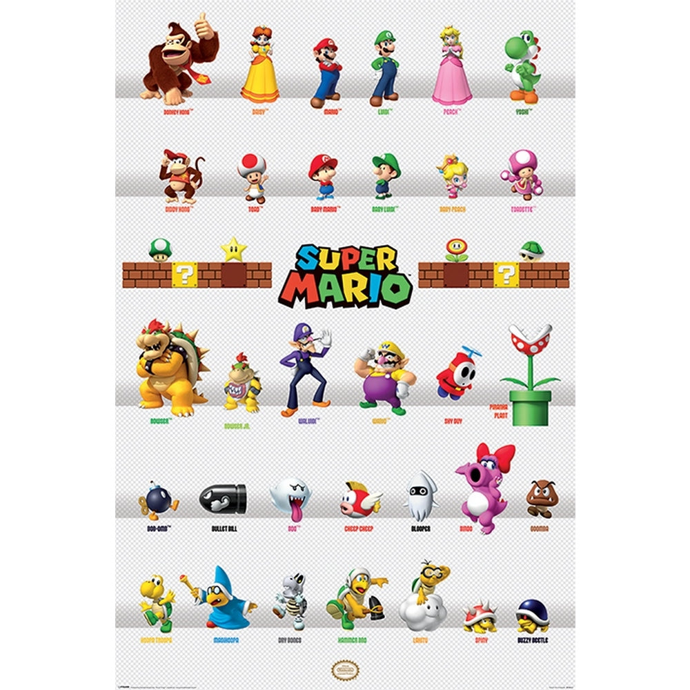 Nintendo – Poster „Super Mario Charakter Parade“ (91,5 x 61) – Semira-Merch