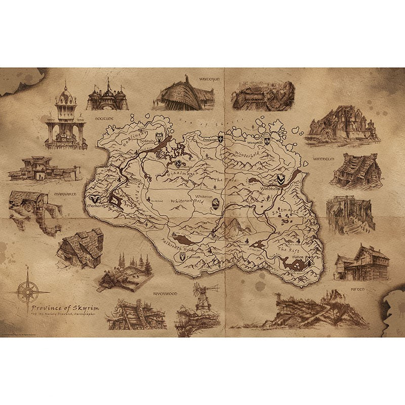 Skyrim Poster Illustrated Map
