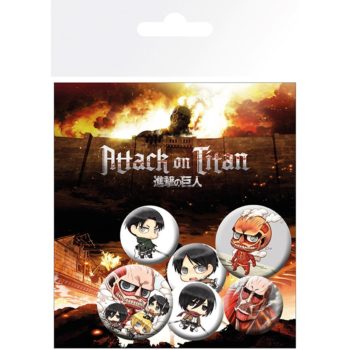 Attack on Titan Buttons (6x)